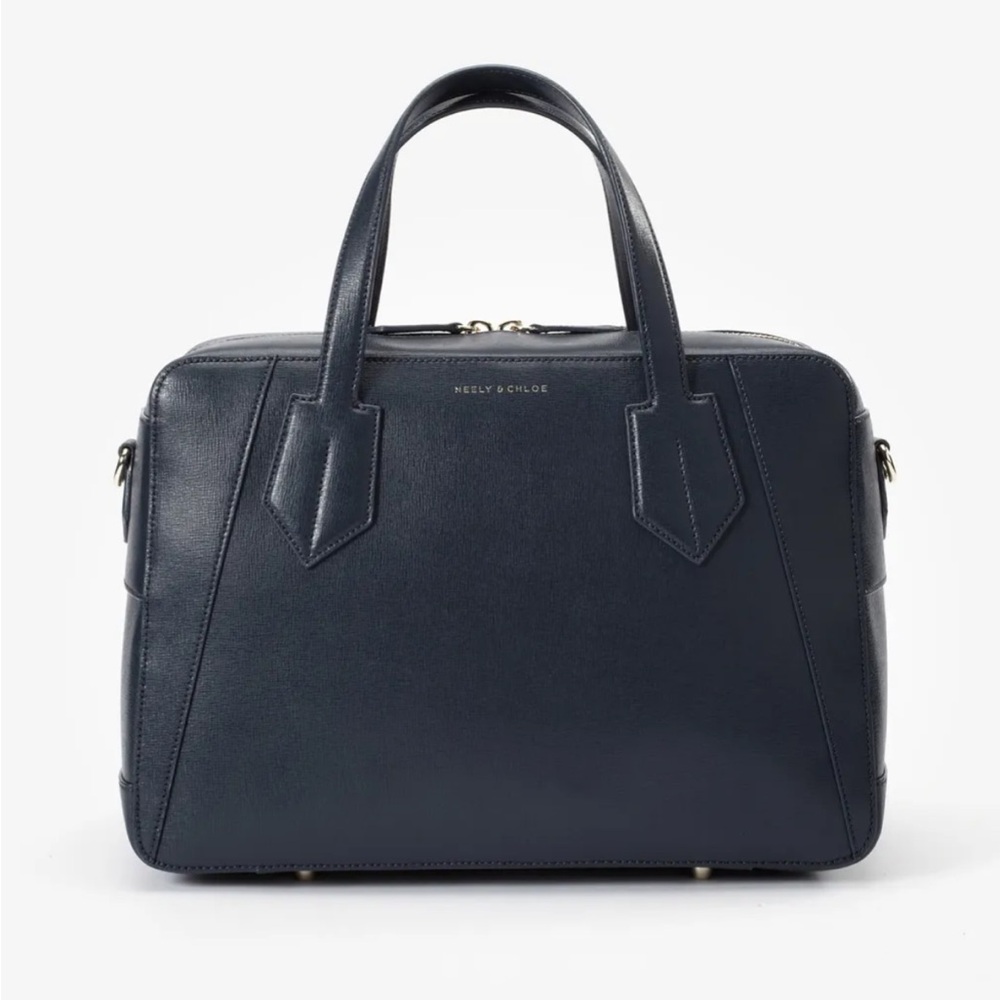 Neely & Chloe The Satchel Saffiano Black Leather Handbag | Structured Carryall